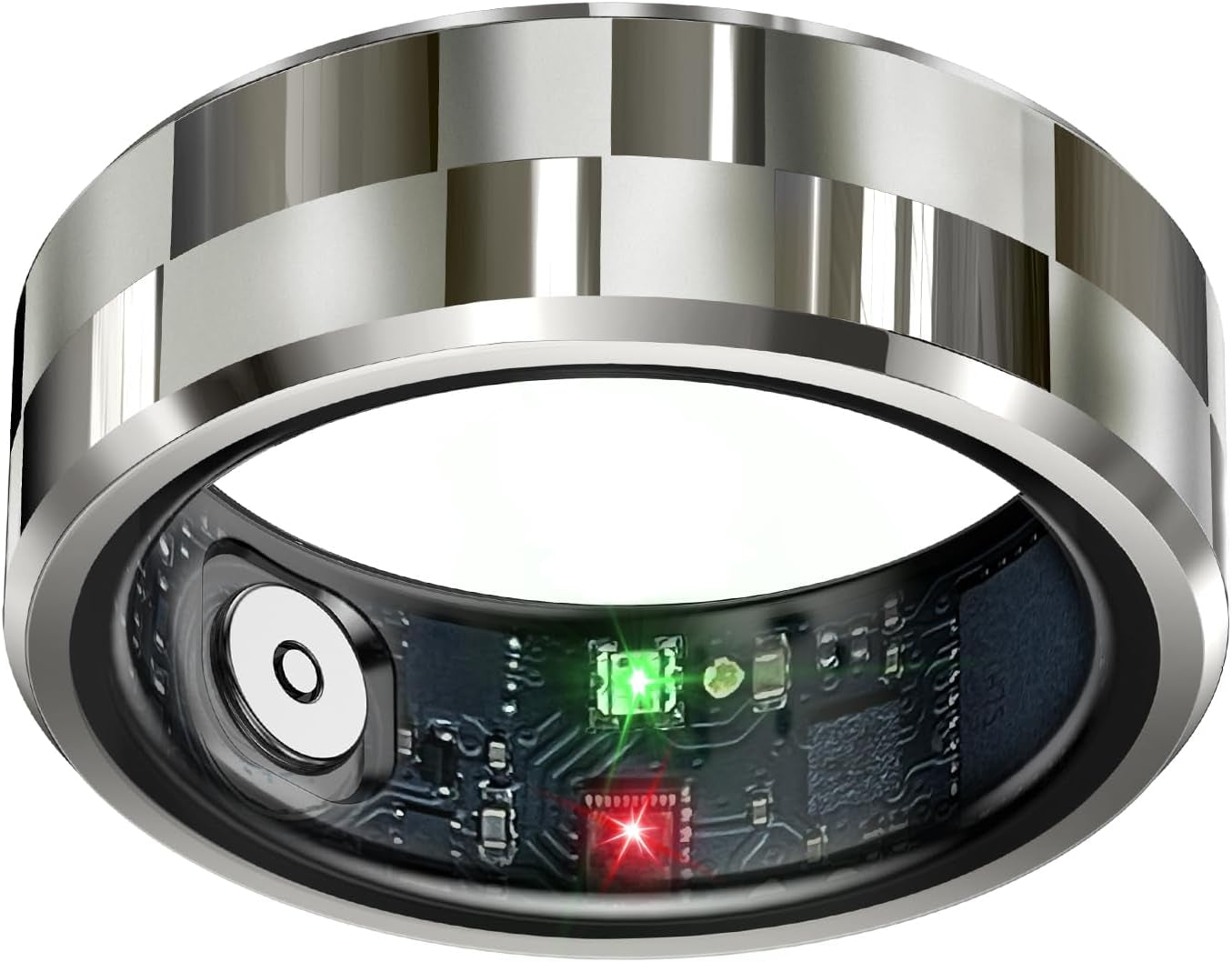 Smart Health Tracking Ring with Sleep Monitoring, Heart Rate Measurement, Waterproof Design, Activity Tracking (Steps, Distance, Calories), Air Gesture Control, Up to 7-Day Battery Life, Compatible with iOS and Android (Stylish Silver#8)