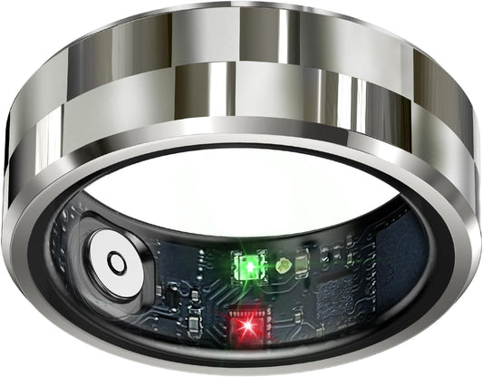 Smart Health Tracking Ring with Sleep Monitoring, Heart Rate Measurement, Waterproof Design, Activity Tracking (Steps, Distance, Calories), Air Gesture Control, Up to 7-Day Battery Life, Compatible with iOS and Android (Stylish Silver#8)