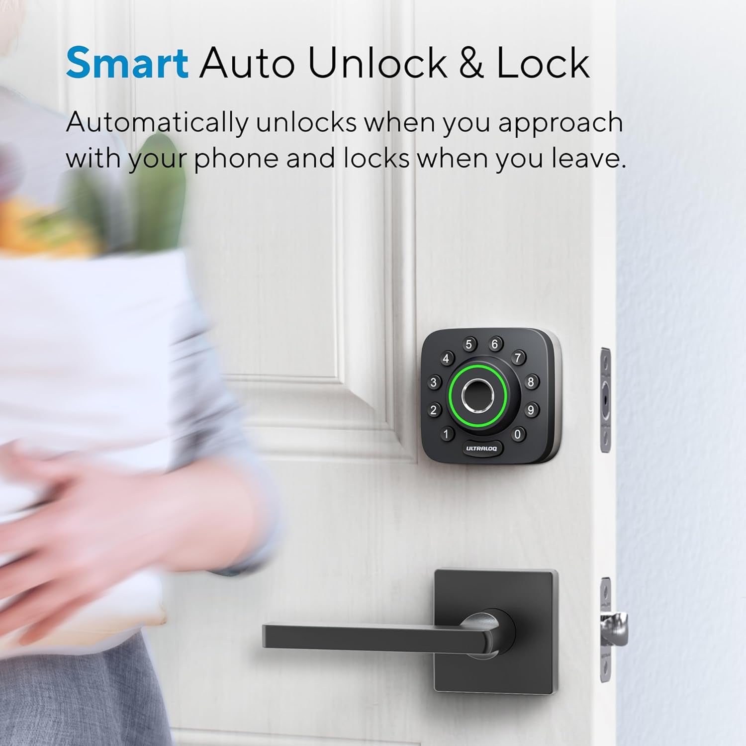U-Bolt Pro Wi-Fi Smart Lock with Door Sensor - 8-in-1 Keyless Entry System Featuring Fingerprint ID, App Remote Control, Built-In Wi-Fi Keypad Deadbolt, Auto Unlock, IP65 Waterproof Rating, and Easy Installation