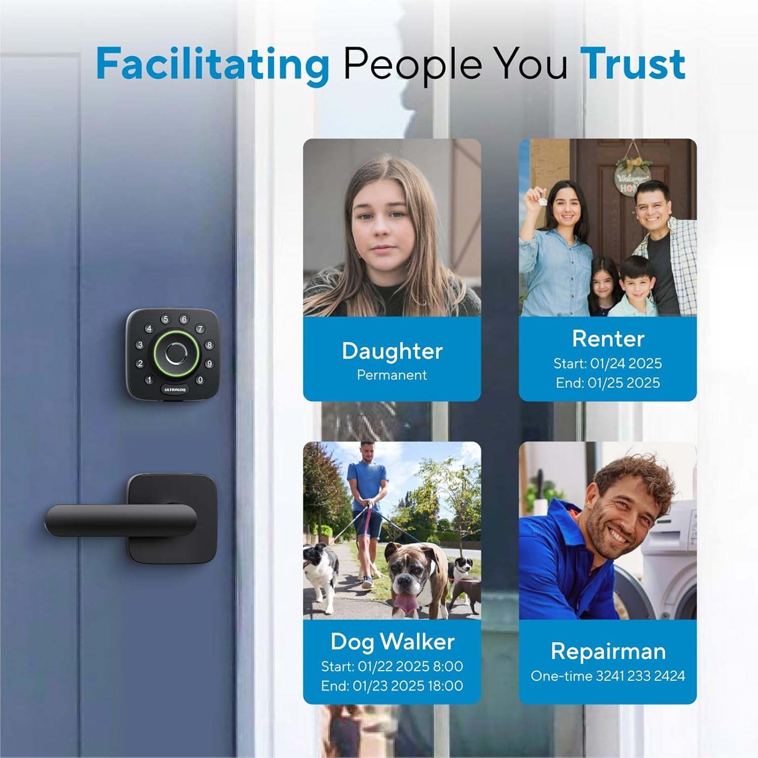 U-Bolt Pro Wi-Fi Smart Lock with Door Sensor - 8-in-1 Keyless Entry System Featuring Fingerprint ID, App Remote Control, Built-In Wi-Fi Keypad Deadbolt, Auto Unlock, IP65 Waterproof Rating, and Easy Installation