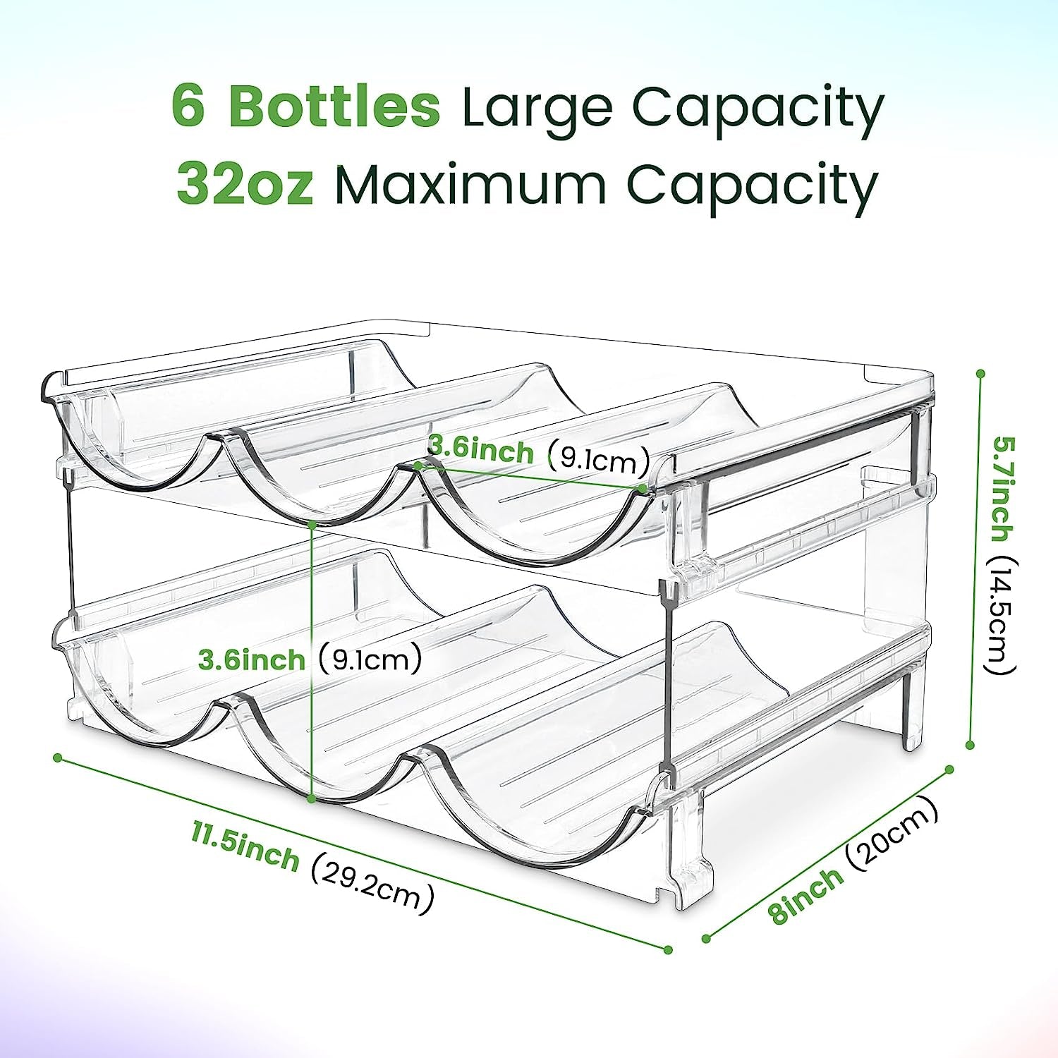 Water Bottle Storage Organizer Set - Cabinet Rack for Efficient Water Bottle Management, Stackable Design, 2-Pack