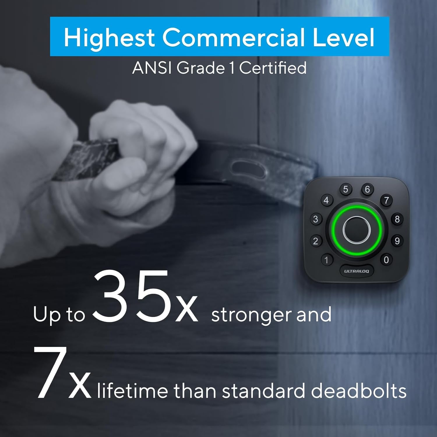 U-Bolt Pro Wi-Fi Smart Lock with Door Sensor - 8-in-1 Keyless Entry System Featuring Fingerprint ID, App Remote Control, Built-In Wi-Fi Keypad Deadbolt, Auto Unlock, IP65 Waterproof Rating, and Easy Installation