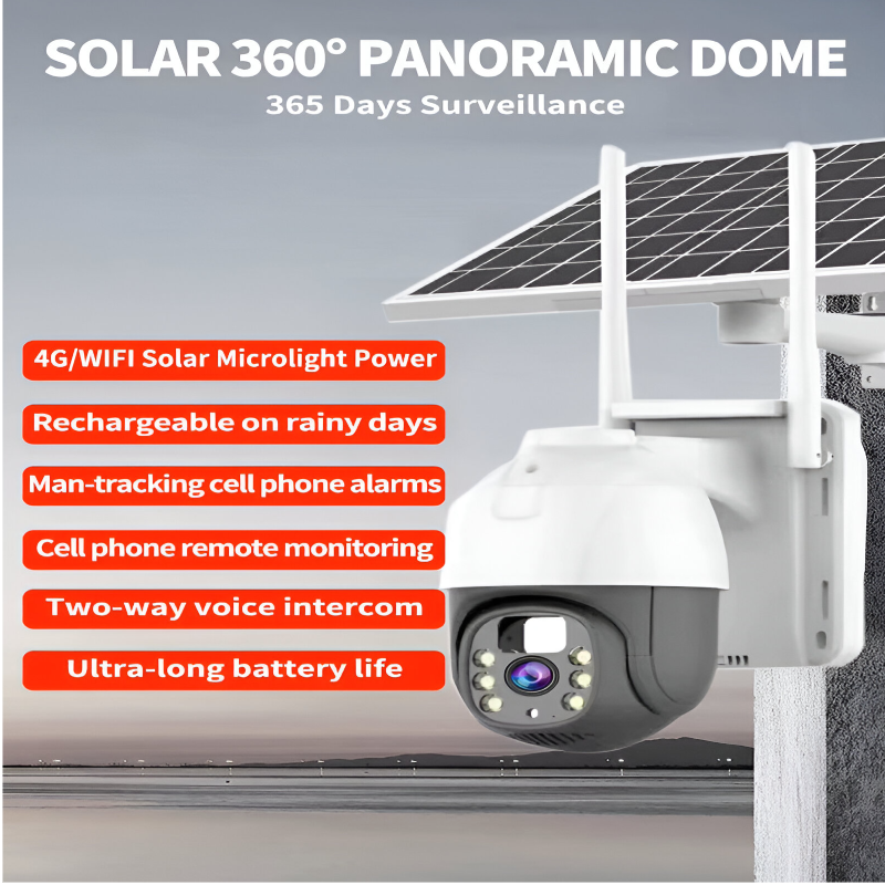V360Pro Solar PTZ Security Cam – 4G/WiFi, Full-Color, AI Motion Detection, Wireless CCTV