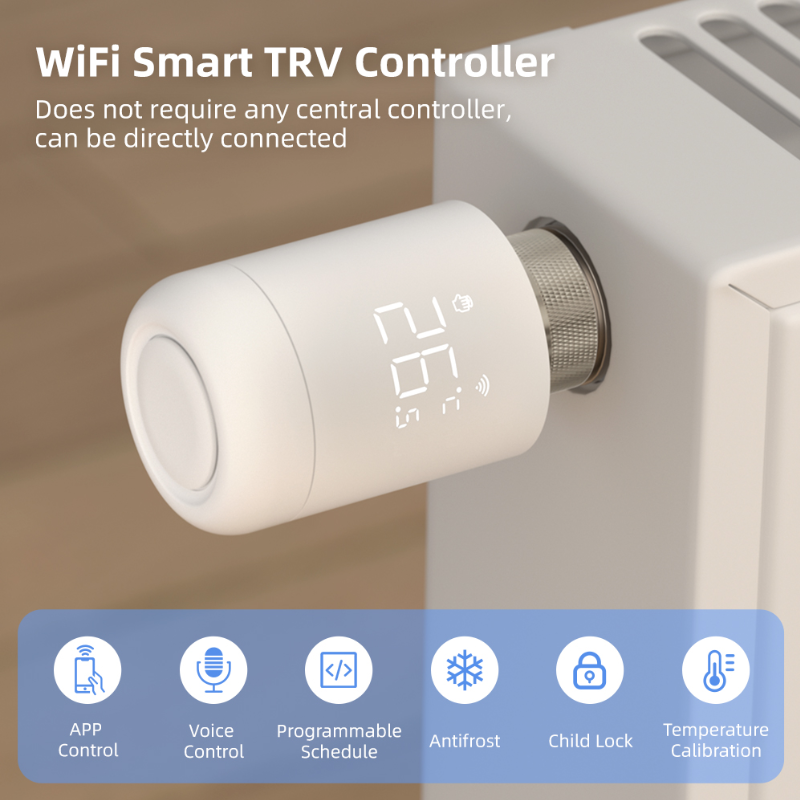Smart WiFi Radiator Valve – Tuya TRV Thermostat with App & Voice Control
