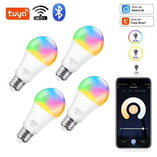 Tuya Wifi/Bluetooth Smart Led Light Bulb Alexa Led Lamp E27 RGB 110V 220V Smart Lamps for Google Assistant Smart Life