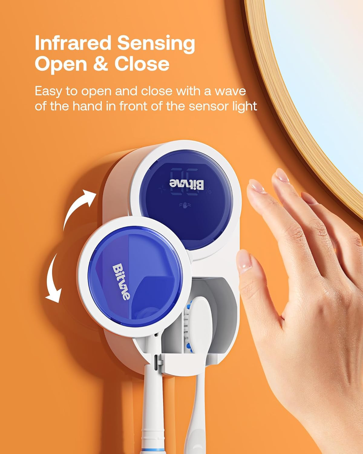 Toothbrush Sanitizer and Holder with LED Smart Display, Rechargeable Wall-Mounted Design for Efficient Cleaning and Air Drying in Bathrooms