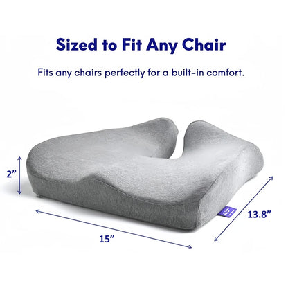 Pressure Relief Seat Cushion for Long Sitting Hours on Chair Extra Dense Memory Foam Relieve Hemorrhoids Coccyx Sciatica