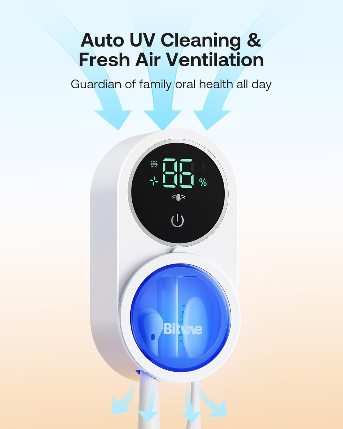 Toothbrush Sanitizer and Holder with LED Smart Display, Rechargeable Wall-Mounted Design for Efficient Cleaning and Air Drying in Bathrooms