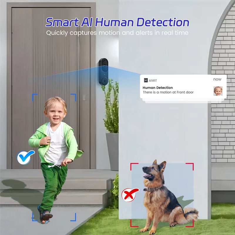 ABMO US PLUG,1080P Wireless Video Doorbell Camera,Chime Ringer with Live View,2-Way Audio,2.4G Wifi,Night Vision