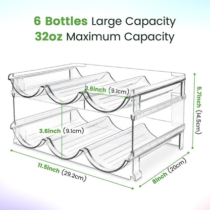 Water Bottle Storage Organizer Set - Cabinet Rack for Efficient Water Bottle Management, Stackable Design, 2-Pack
