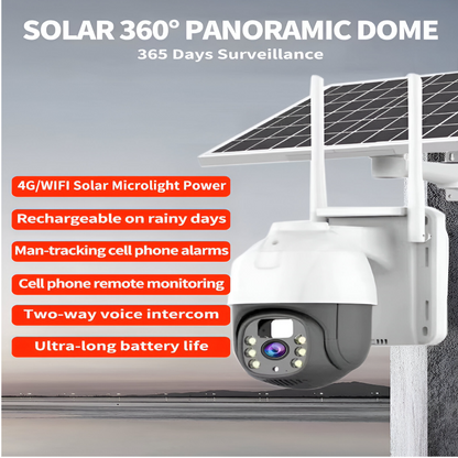 V360Pro Solar PTZ Security Cam – 4G/WiFi, Full-Color, AI Motion Detection, Wireless CCTV