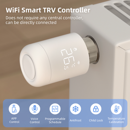 Smart WiFi Radiator Valve – Tuya TRV Thermostat with App & Voice Control